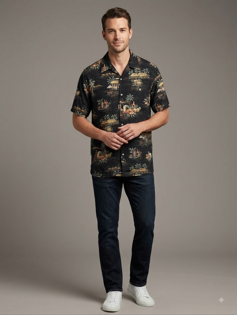 ​Croft & Barrow Men M Hawaiian Shirt Rayon Tiki Beer Lobster